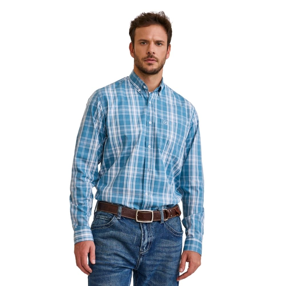Camisa Masculina TXC Regular Manga Longa Tricoline Xadrez Verde REF: 29379L