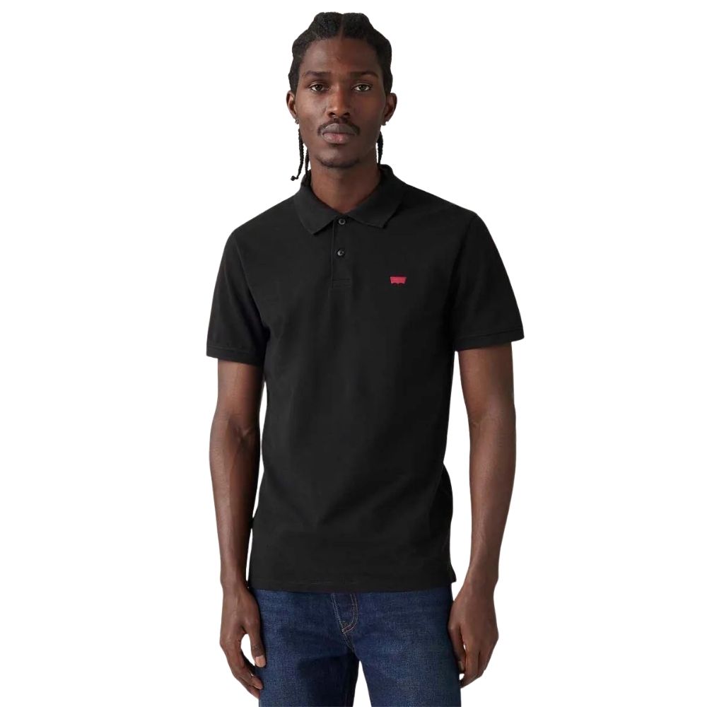 Camisa Polo Masculina Levi's Preto Com Logo Vermelha Ref:LB0030166
