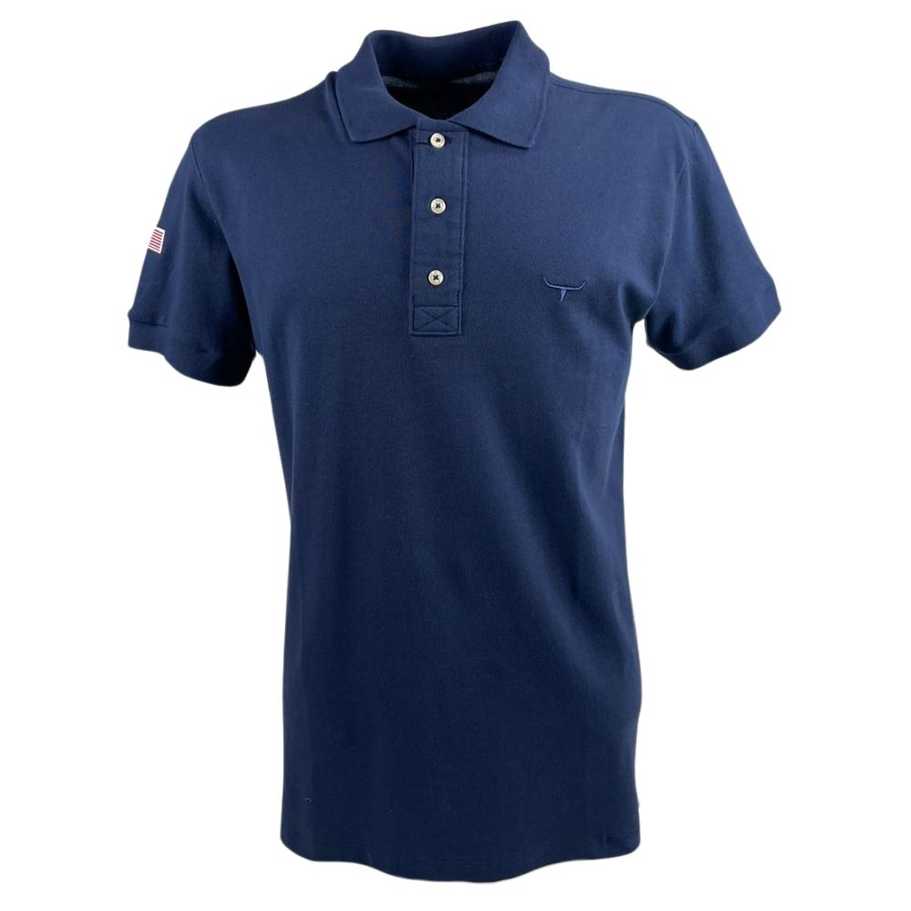 Camisa Polo Masculina Moiadeiros Azul Escuro Manga Curta Com Logo Azul Ref.CPM2038