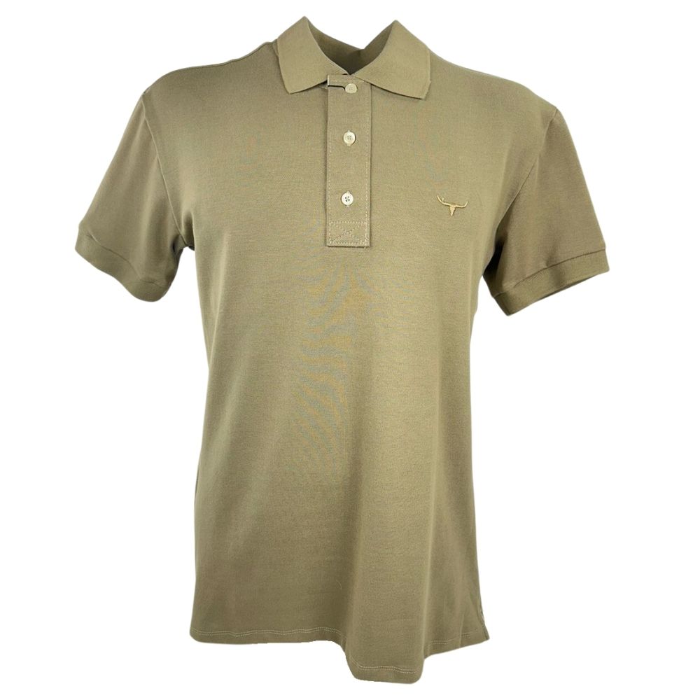 Camisa Polo Masculina Moiadeiros Caqui Com Logo Bordada Em Bege REF: CPM2046