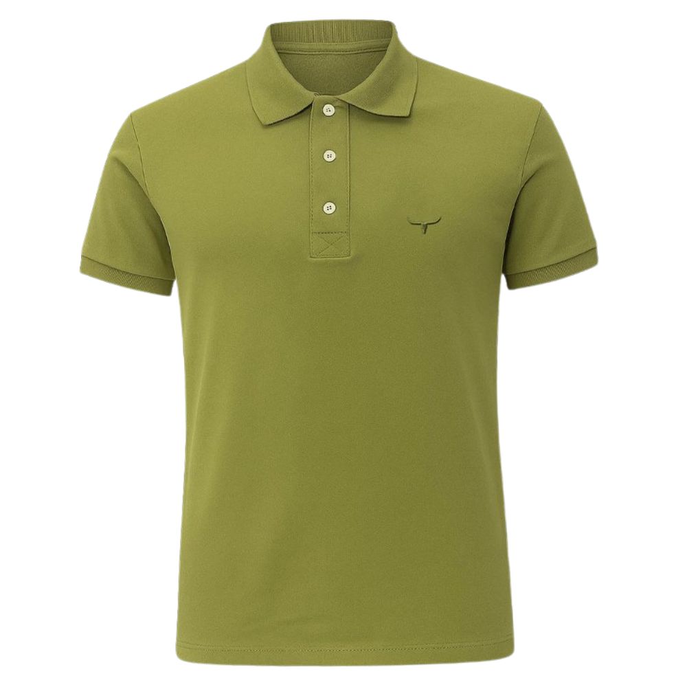 Camisa Polo Masculina Os Moiadeiros Manga Curta Verde Abacate Com Logo Verde Ref:CPM2068