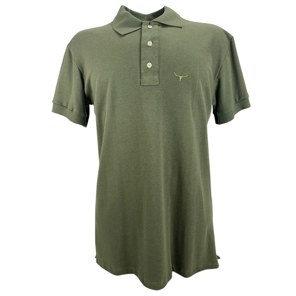 Camisa Polo Masculina Os Moiadeiros Verde Musgo Com Logo Bordado Ref:CPM2053