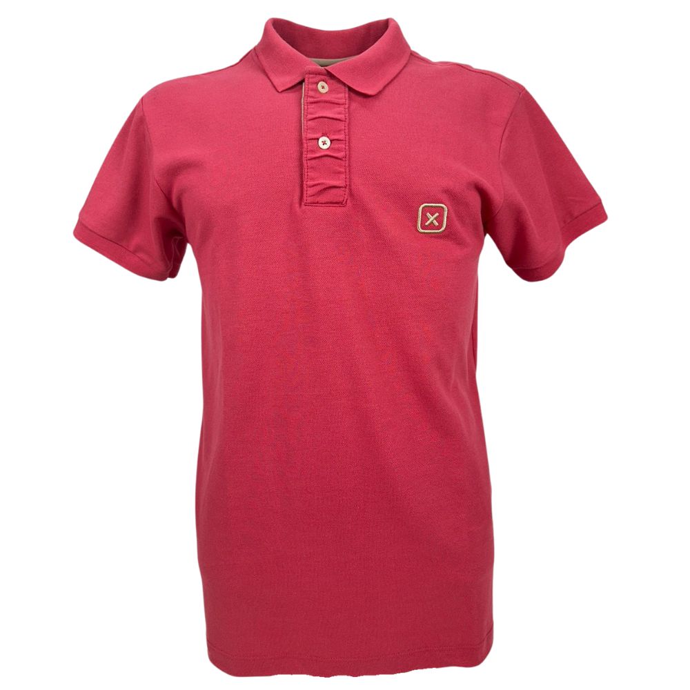 Camisa Polo Masculina TXC Manga Curta Regular Piquet Vermelho Goiaba Logo Bege Ref:6930-0003