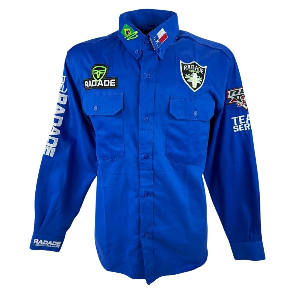 Camisa Radade Manga Longa Bordada Team Series Riders Azul Royal