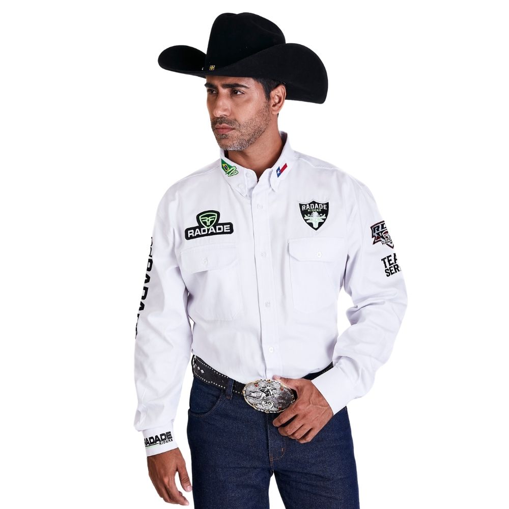 Camisa Masculina Radade Manga Longa Bordada Team Series Riders Branco