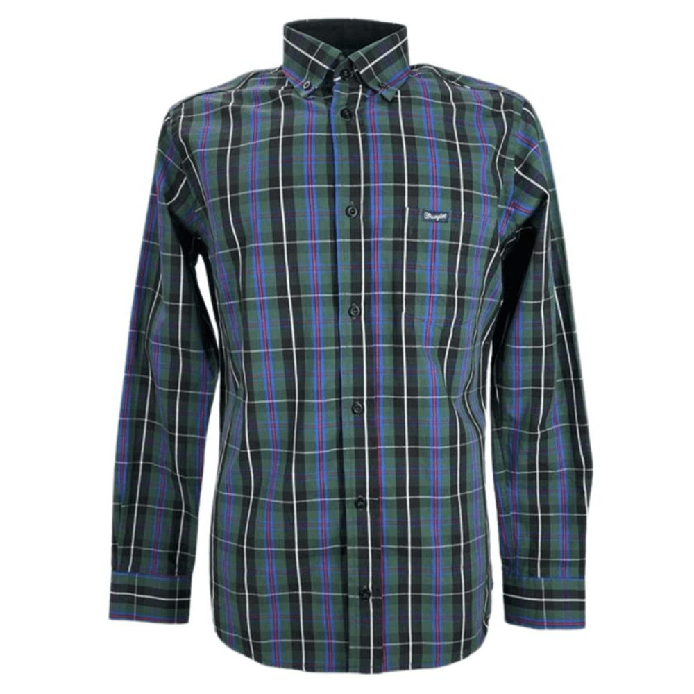 Camisa Xadrez Verde Masculina Tricoline Wrangler Ref.113