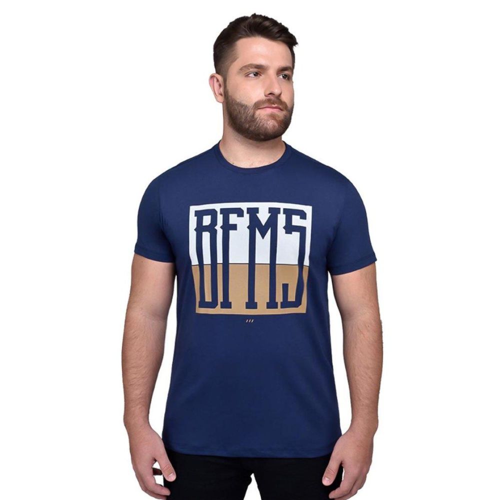 Camiseta Masculina BF///MS Manga Curta Source Azul Marinho Estampada BFMS Ref:CM565