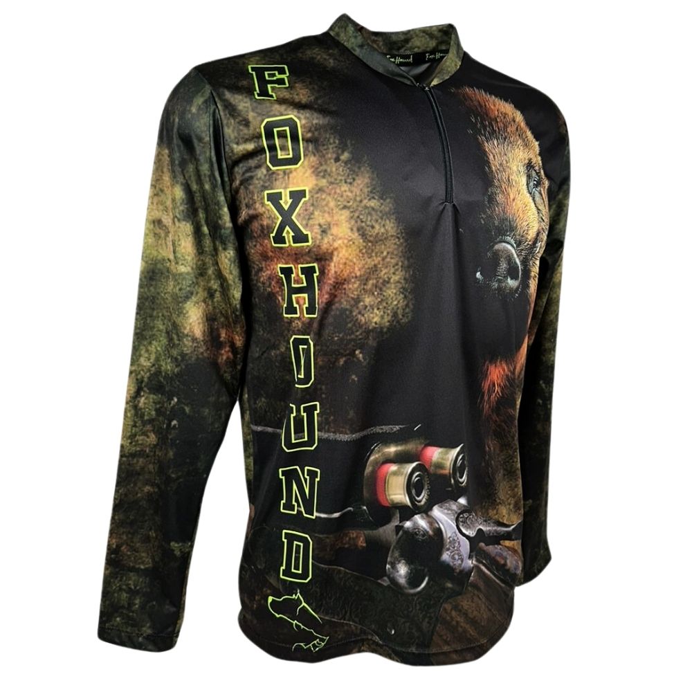 Camiseta Masculina Fox Hound Camuflada Com Zíper Manga Longa Com