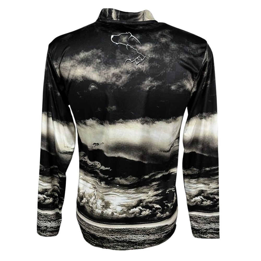Camiseta Masculina Fox Hound Preto e Branco Com Zíper Manga Longa