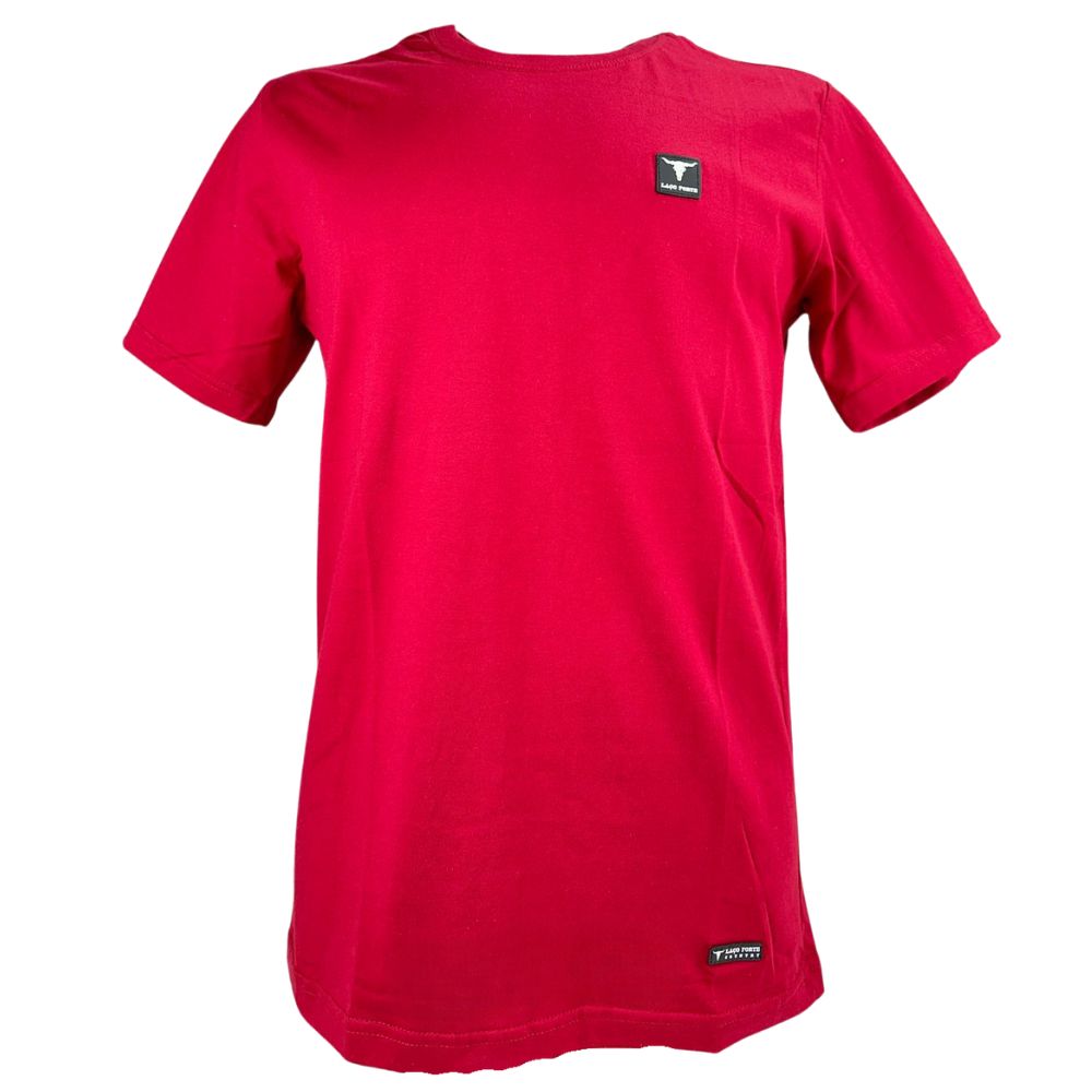 Camiseta Masculina Laço Forte Básica Vermelha Com Aplique Manga Curta Ref:40101