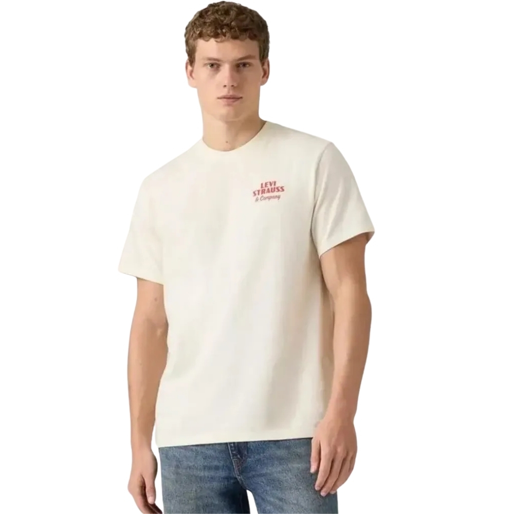 Camiseta Masculina Levi's Branca Logo E Detalhe Vermelho Frente E Costas Estampada REF:LB0013307