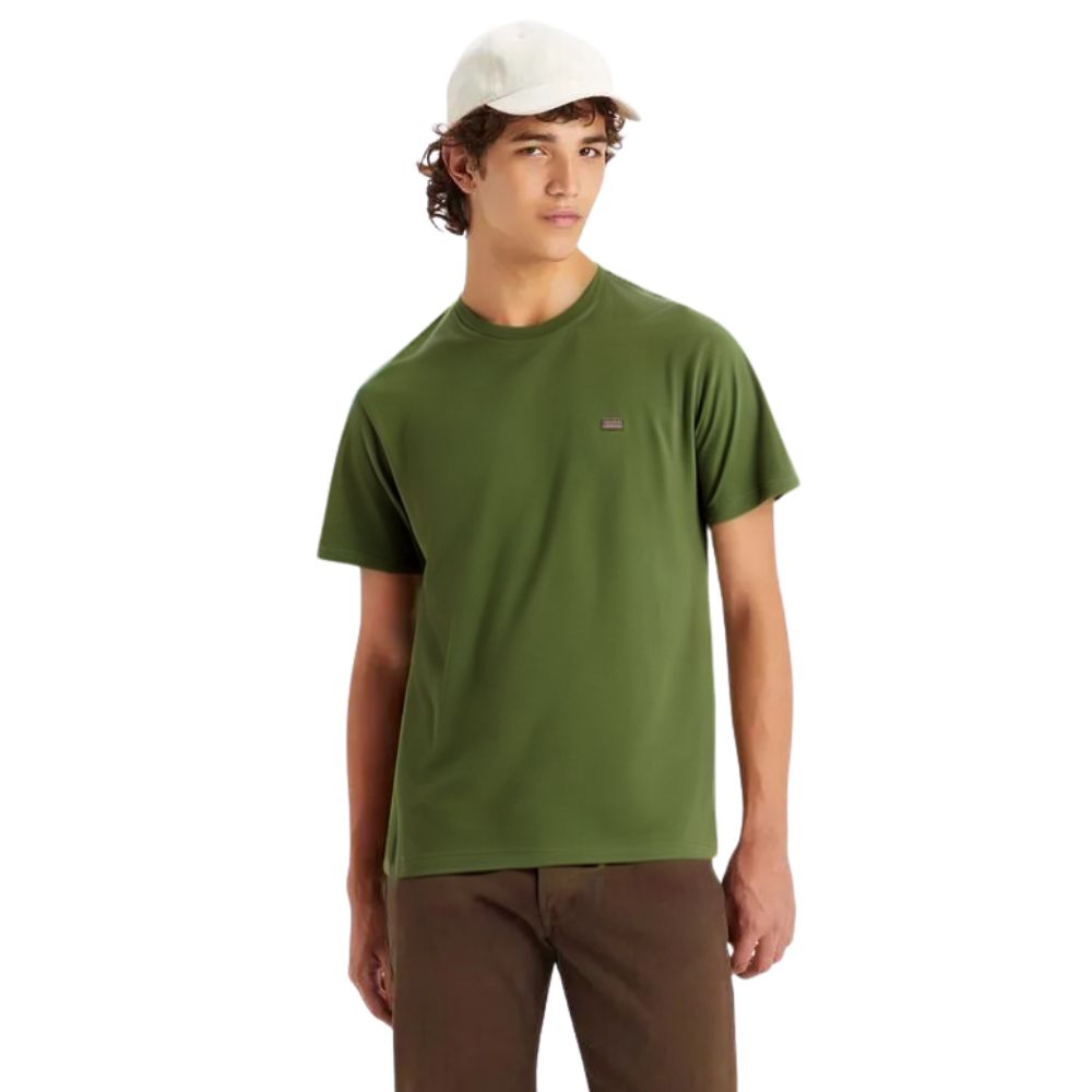 Camiseta Masculina Levi's Manga Curta Básica Verde Com Logo Vermelho - Ref.LB002-7004