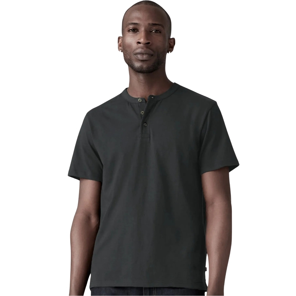 Camiseta Masculina Levi's Relaxed Fit Manga Curta Preta Botões Na Gola REF:005HC0004