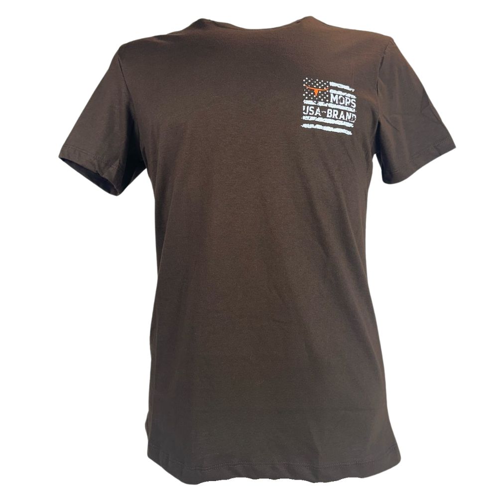 Camiseta Masculina Os Moiadeiros Manga Curta Marrom Estampado USA Brand Ref:MC793