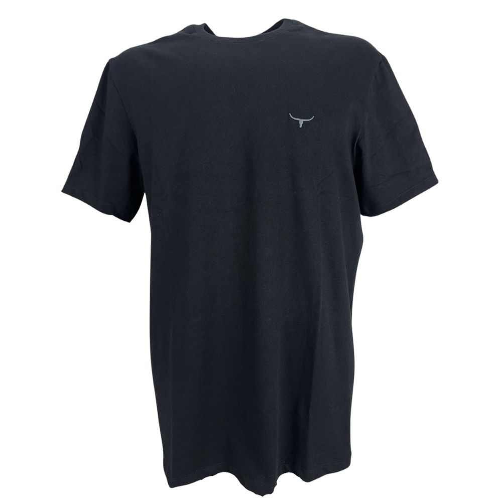 Camiseta Masculina Os Moiadeiros Manga Curta Preto Barcelona Com Logo Cinza Ref:MC832