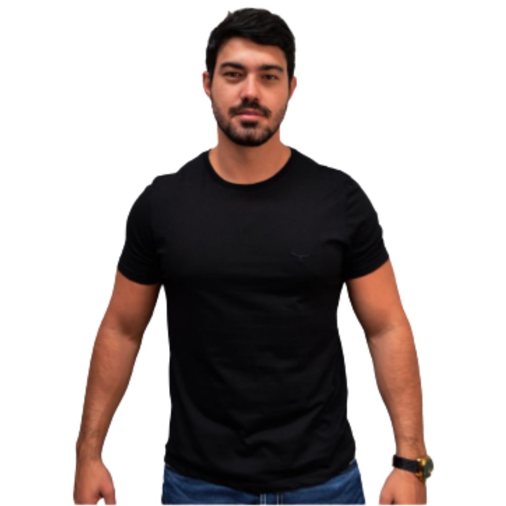 Camiseta Masculina Os Moiadeiros Manga Curta Preto Barcelona Com Logo Preto Ref:MC831