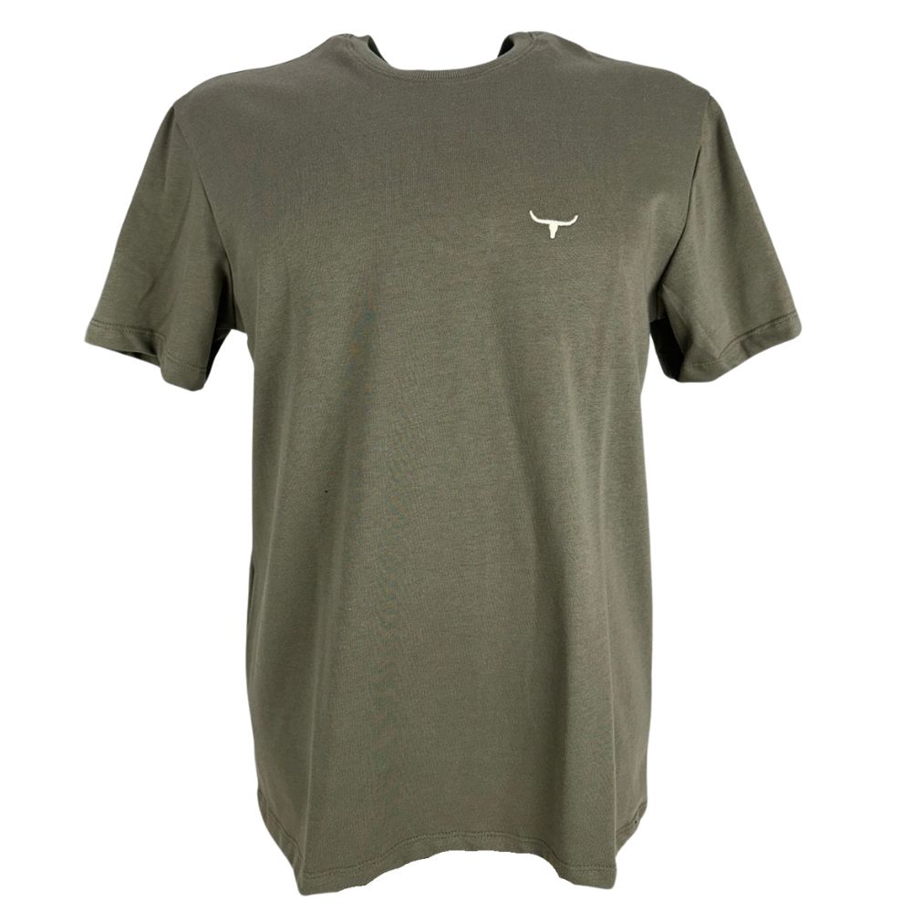Camiseta Masculina Os Moiadeiros Manga Curta Verde Com Logo Off White Ref:MC826