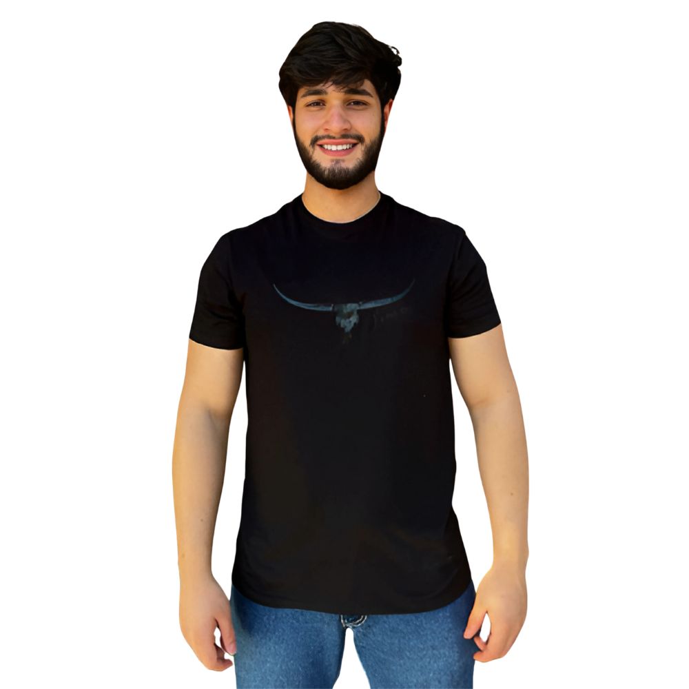 Camiseta Masculina Os Moiadeiros Preta M. Curta Com Logo Preto Brilhante REF: MC620