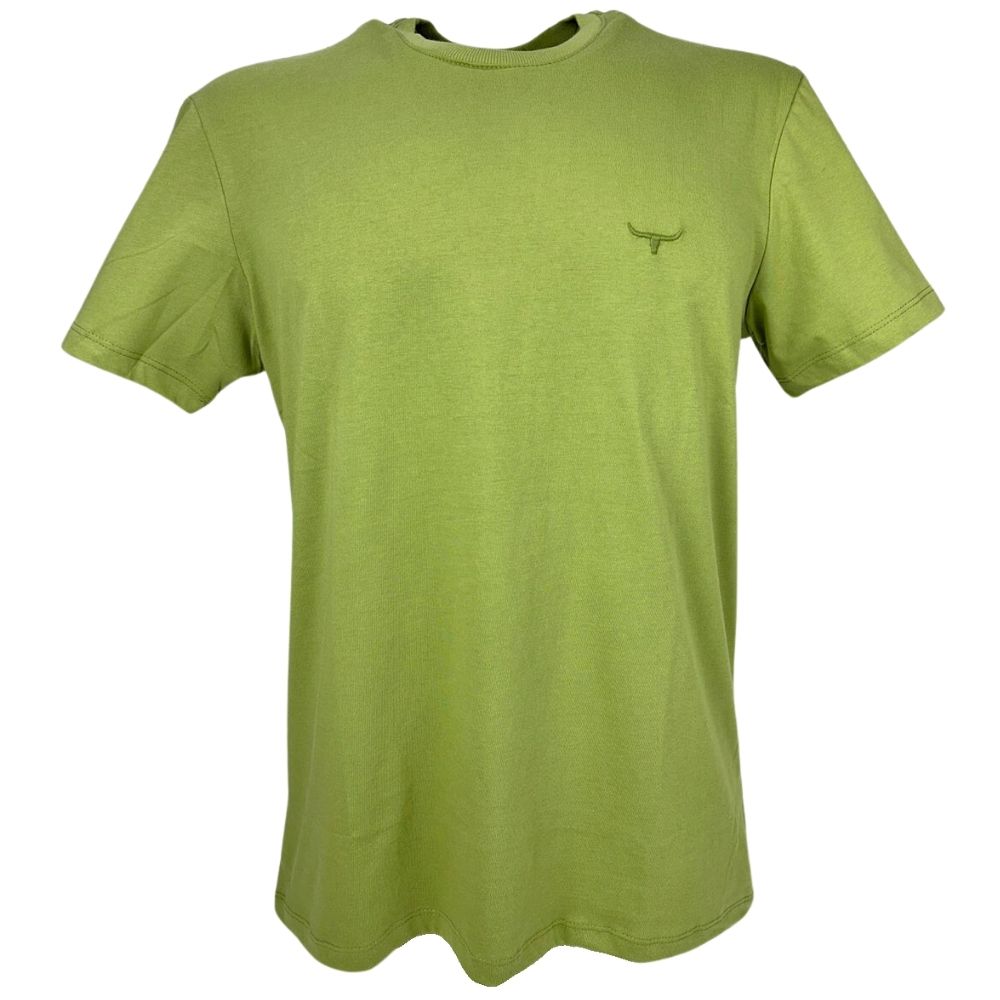 Camiseta Masculina Os Moiadeiros Verde Abacate Manga Curta Com Logo Bordada Ref.MC597