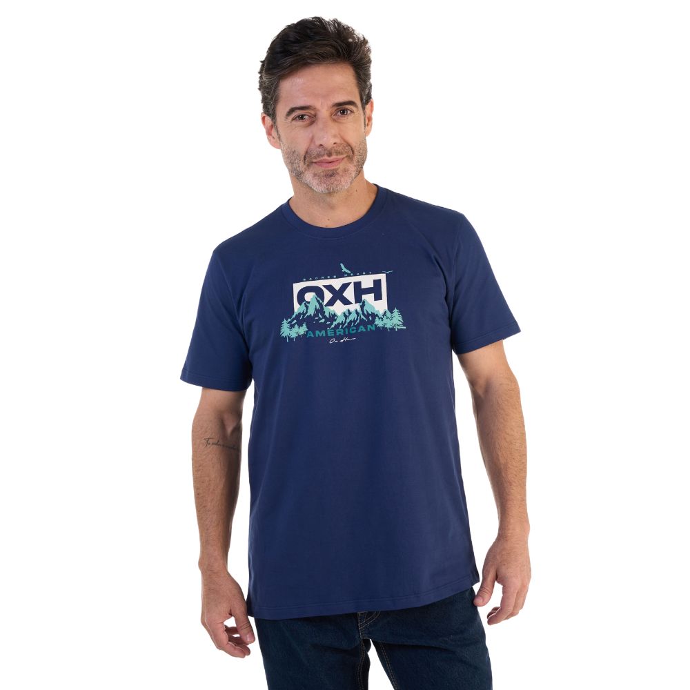 Camiseta Masculina Ox Horns Azul Marinho Estampada Ref:1387 - Badana