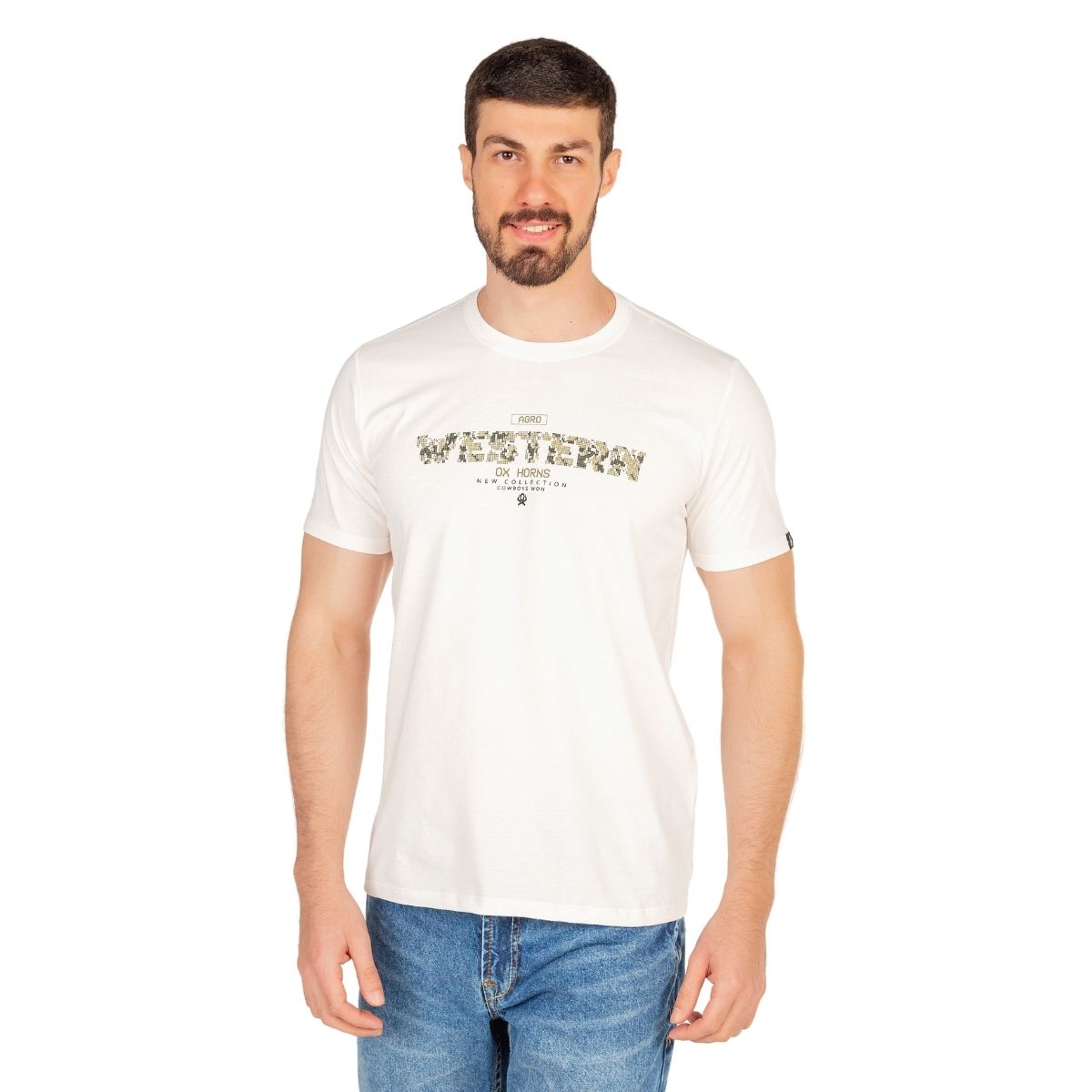 Camiseta Masculina Ox Horns Manga Curta Creme Ref. 1769 - Badana