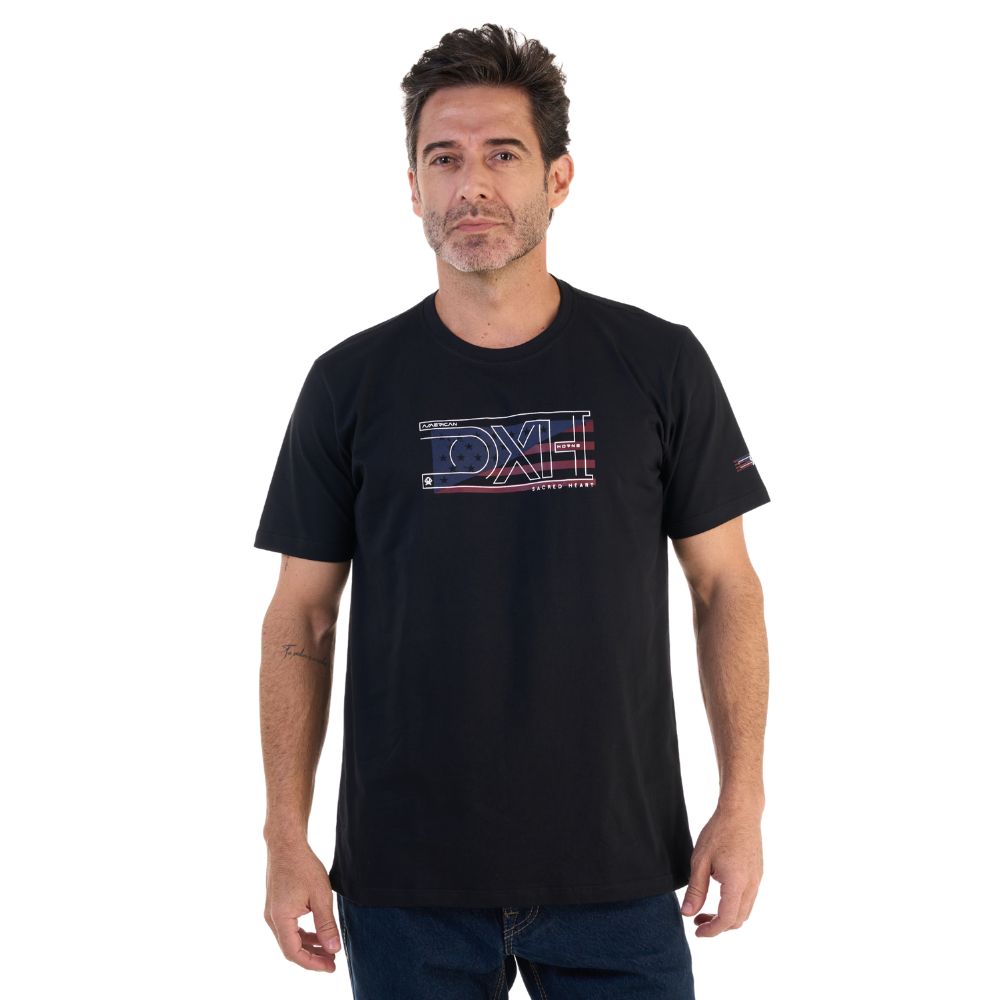 Camiseta Masculina Ox Horns Preta American Sacred Heart Ref:1832