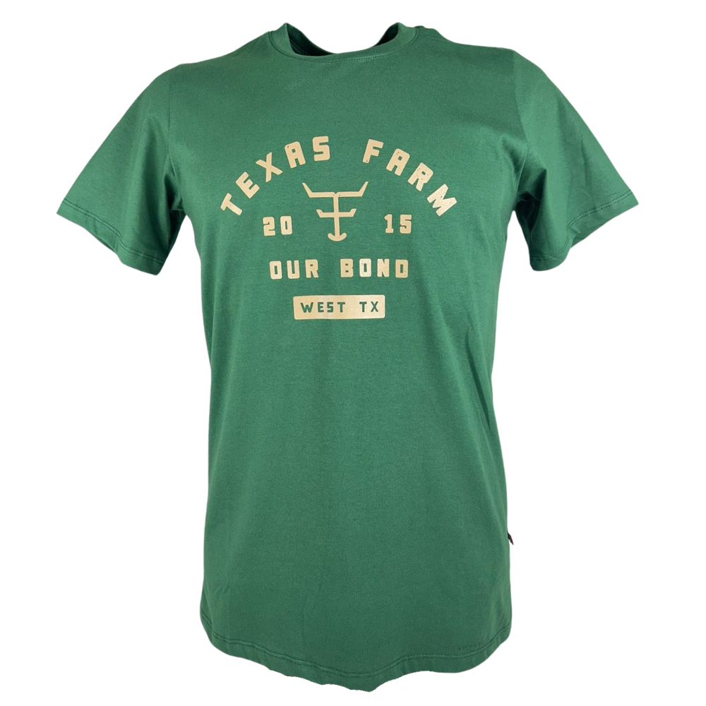 Camiseta Masculina Texas Farm Affinity Manga Curta Verde Bandeira Estampada Bege Ref:CM656
