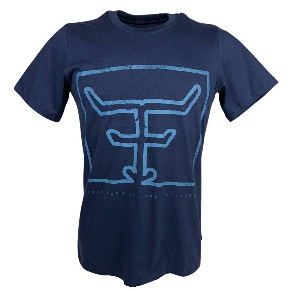 Camiseta Masculina Texas Farm Manga Curta Azul Marinho com Estampa Azul  Claro Ref.CM112