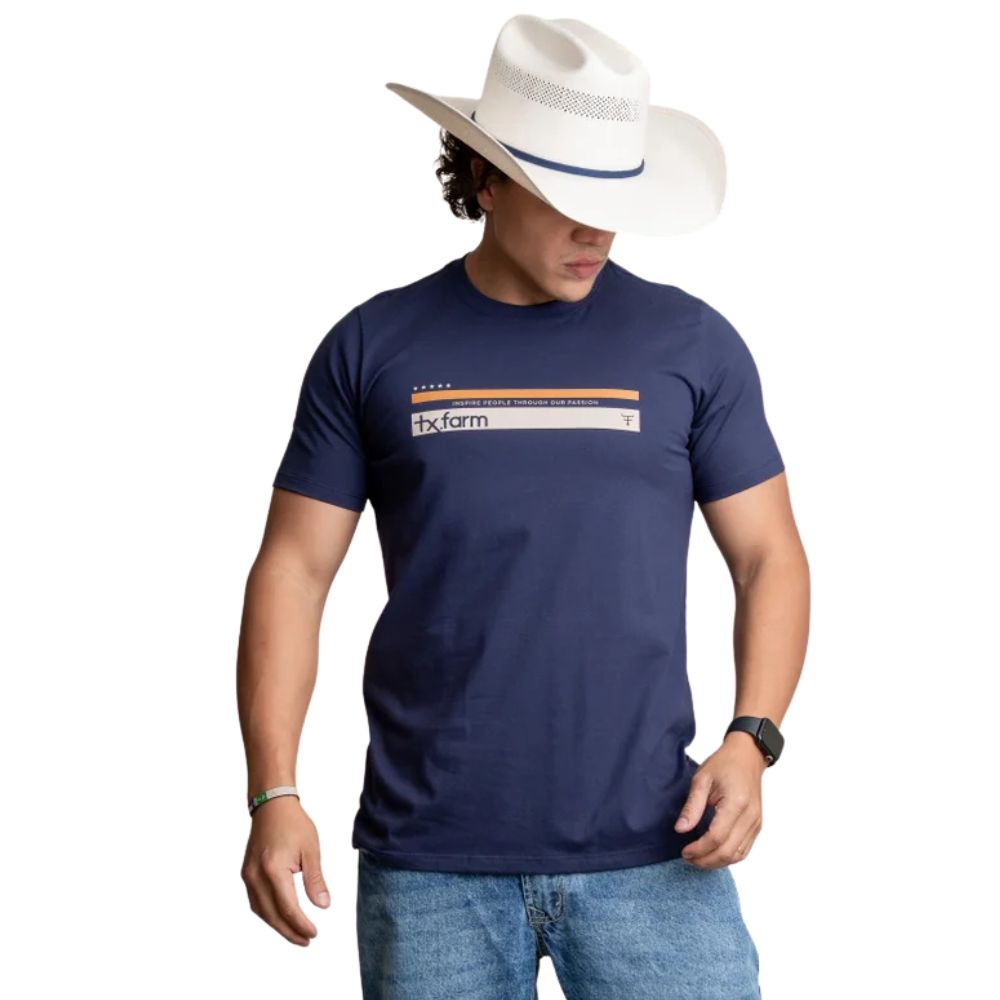Camiseta Masculina Texas Farm Manga Curta Azul Marinho Ref:CM674