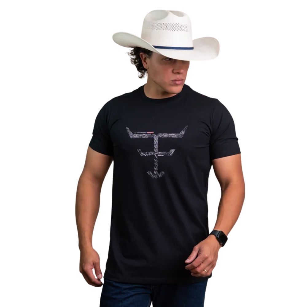 Camiseta Masculina Texas Farm Manga Curta Preta Com Logo Grande Ref:CM683