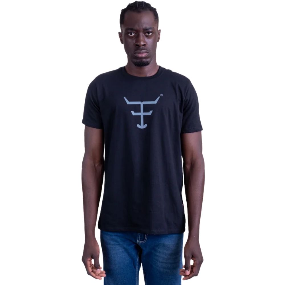 Camiseta Masculina Texas Farm Manga Curta Preto Logo Chumbo Ref:CM589