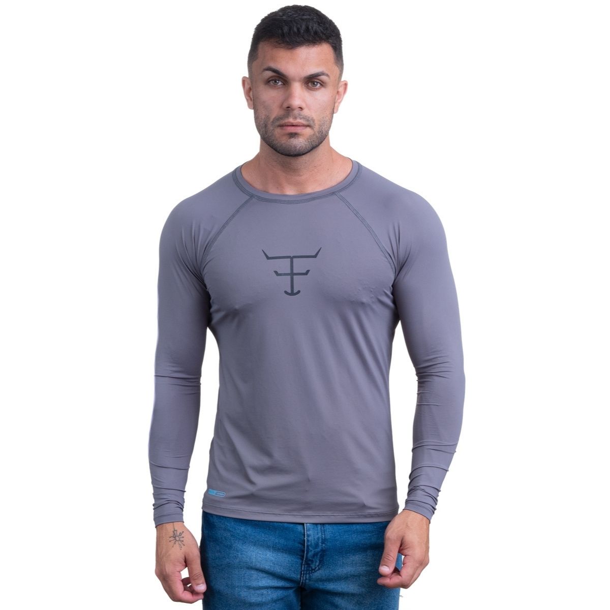 Camiseta Masculina Texas Farm Manga Longa Cinza UV50+ R: UVM006