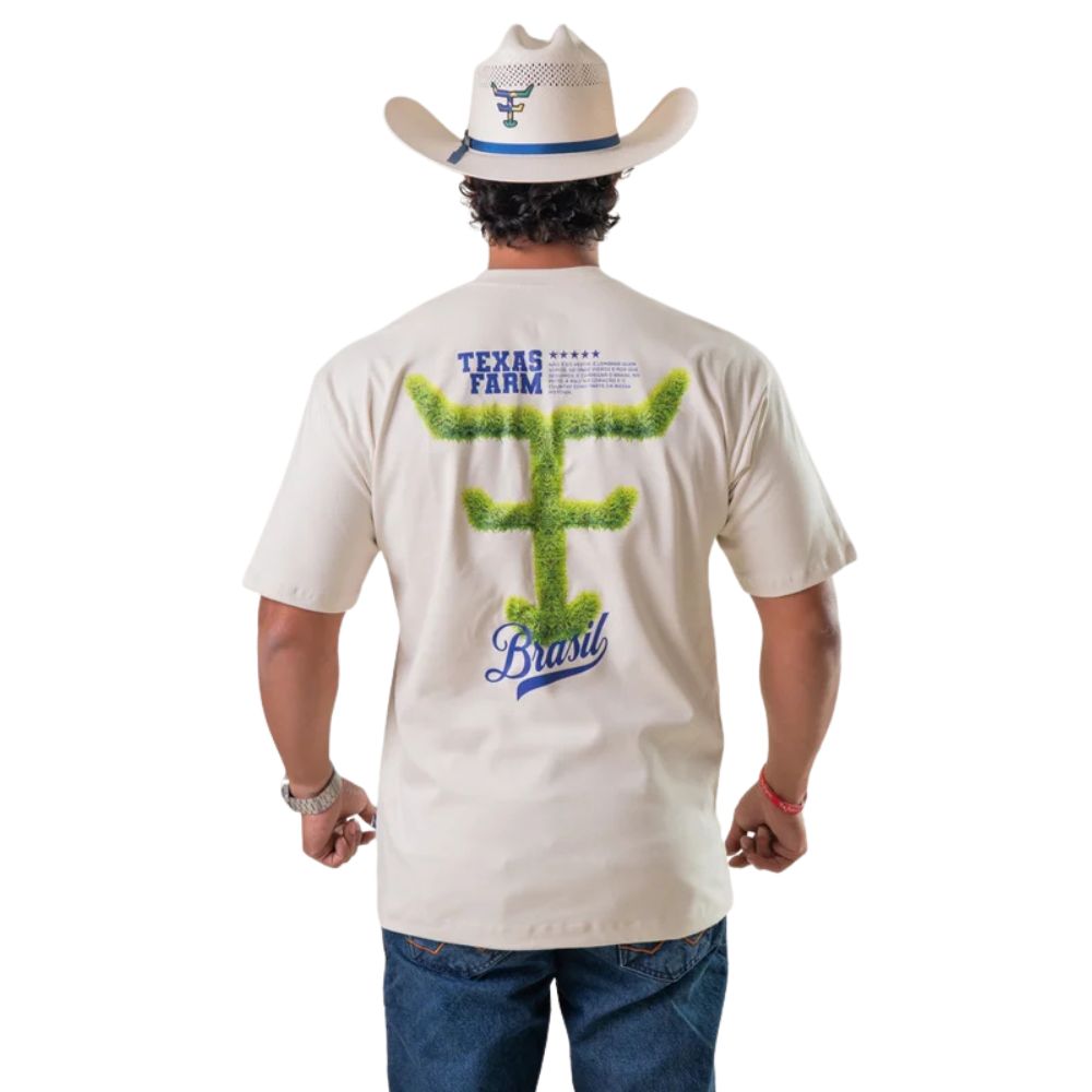 Camiseta Masculina Texas Farm Oversized Raiz Do Campo Off White