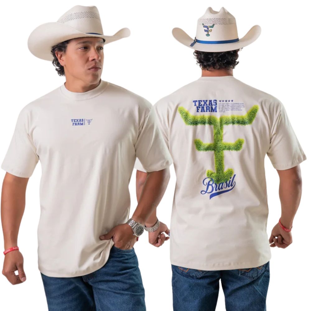 Camiseta Masculina Texas Farm Oversized Raiz Do Campo Off White Estampa Nas Costas Ref:CM0002 COPA 2026