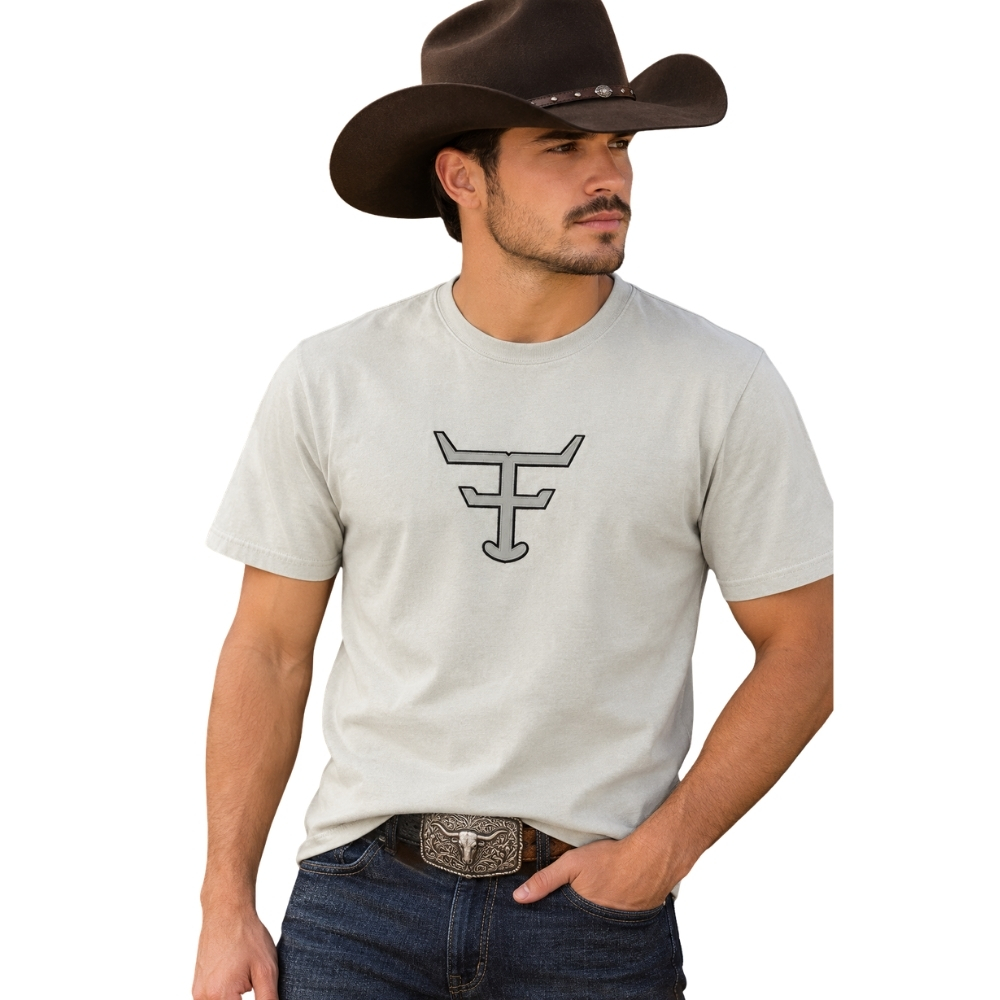 Camiseta Masculina Texas Farm Overtone Branco Gelo Logo Cinza REF:CM407