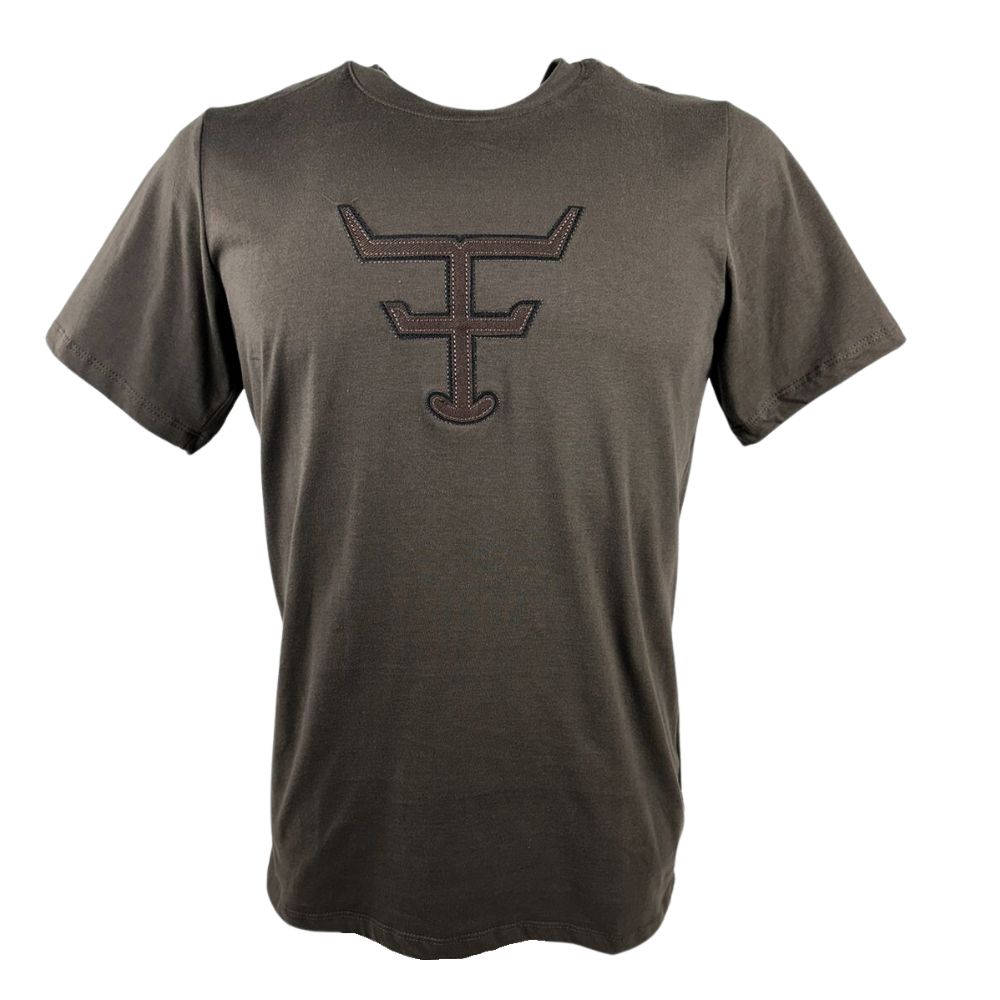 Camiseta Masculina Texas Farm Overtone Marrom Café Manga Curta Com Logo Aplicada Em Marrom/Preto Ref:CM407