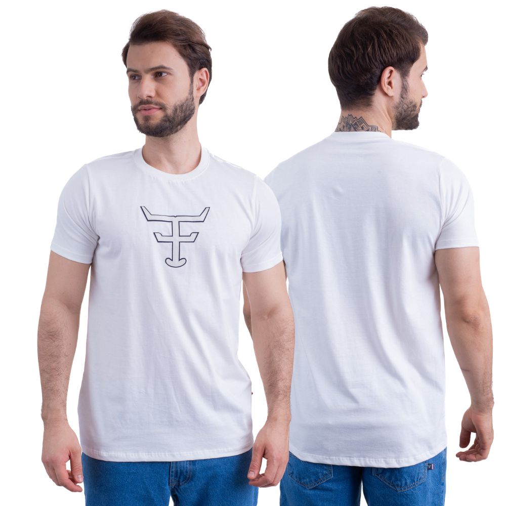 Camiseta Masculina Texas Farm Overtone Off White Manga Curta Com Logo Aplicada Em Off/Preto Ref:CM407