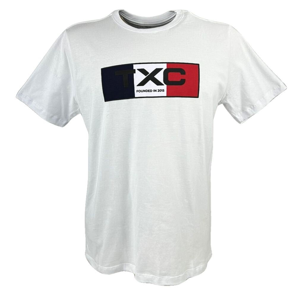 Camiseta Masculina TXC Branca Manga Curta Custom Regular Com Logo Vermelho/Azul Ref.1912076