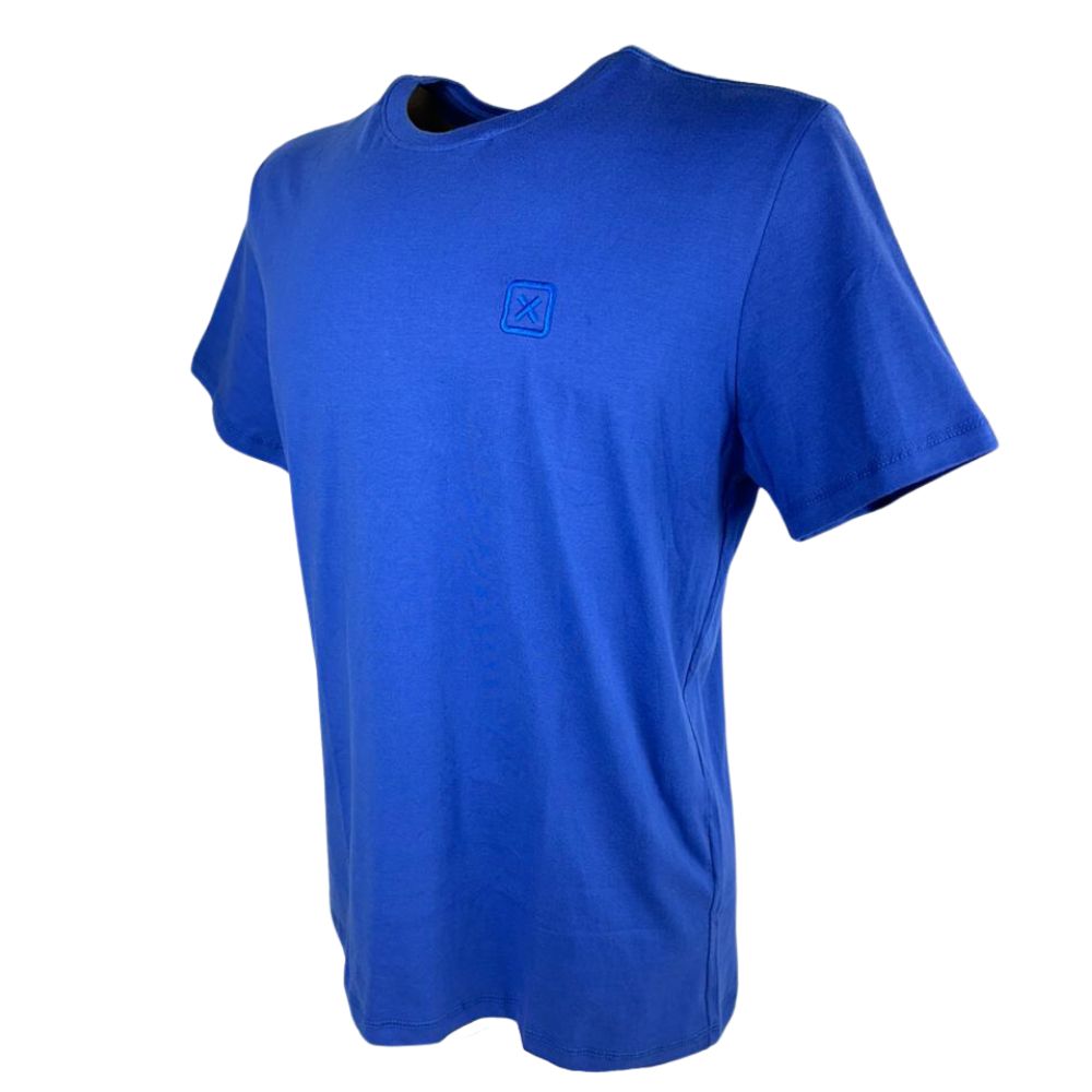 Camiseta Masculina TXC Classic Azul Manga Curta Com Logo Bordada