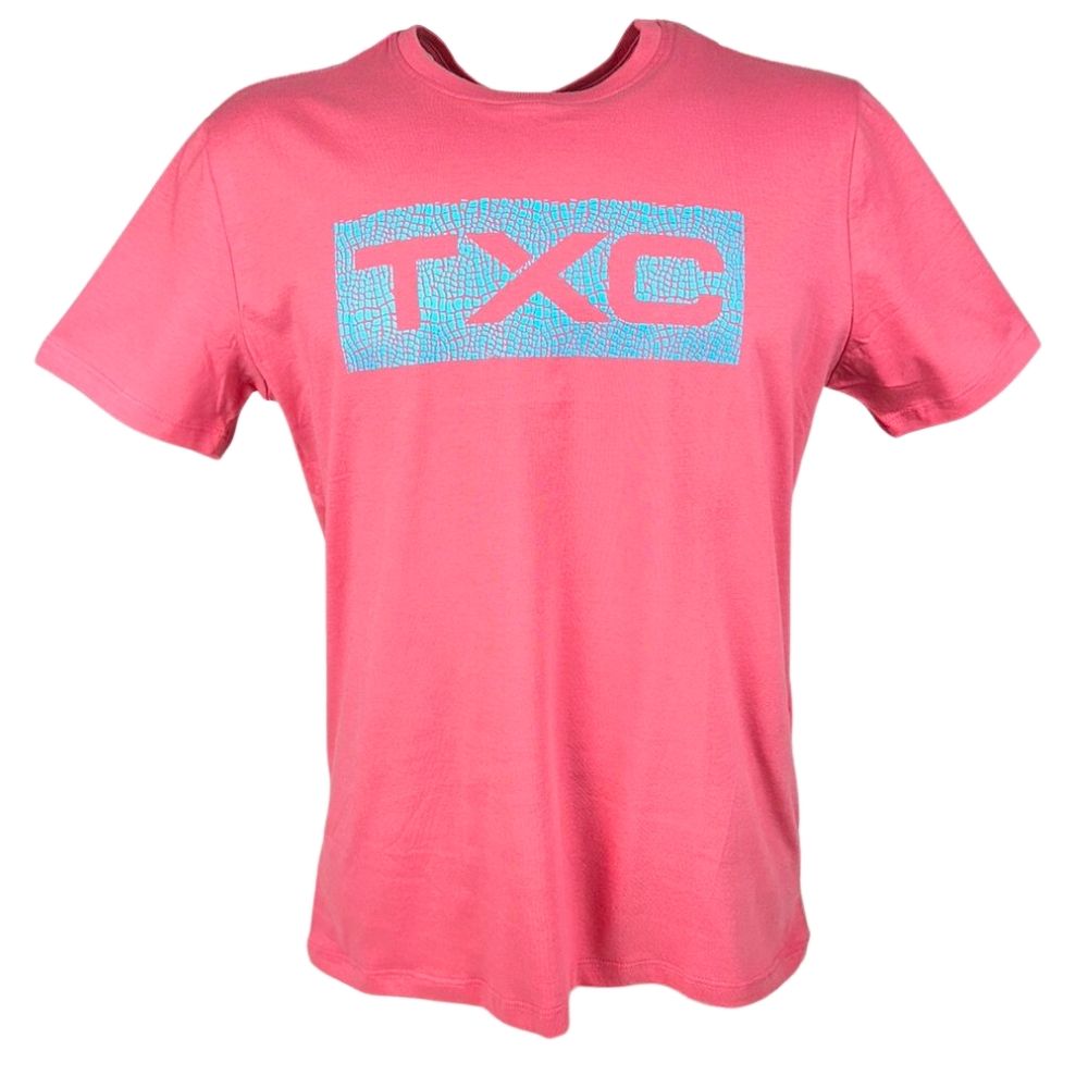 Camiseta Masculina TXC Classic Regular Manga Curta Rosa Estampado Azul Ref.192142