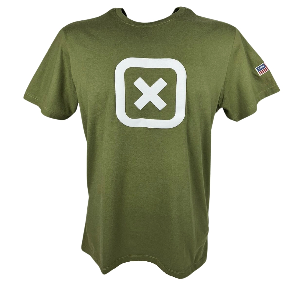 Camiseta Masculina TXC Custom Manga Curta Verde Militar Estampado Branco REF: 19742