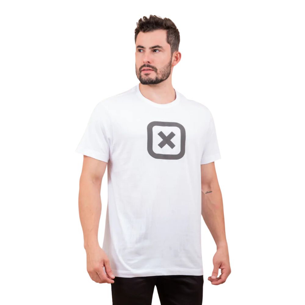 Camiseta Masculina Txc Custom Manga Curta Branco Com Estampa Cinza Ref: 19742