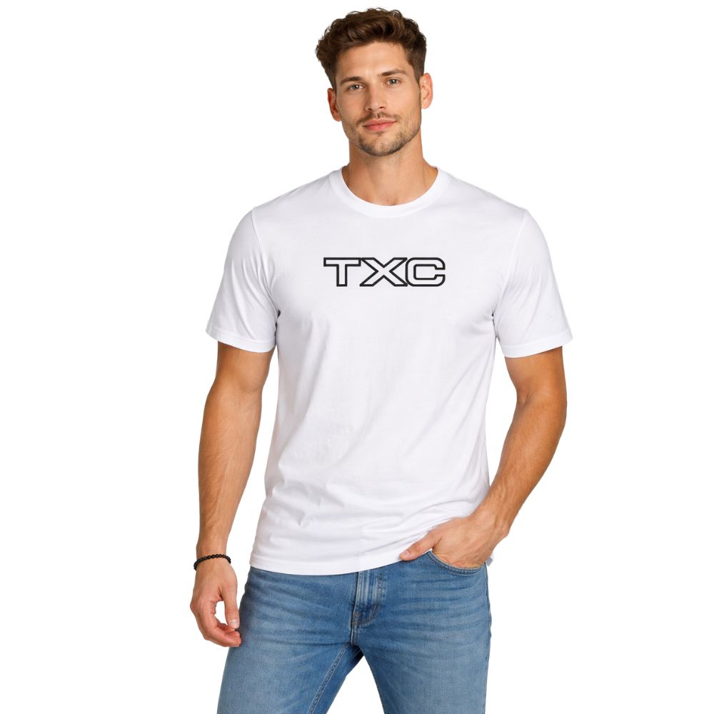 Camiseta Masculina TXC Manga Curta Branco Com Logo Bordado Em Preto Ref:192557