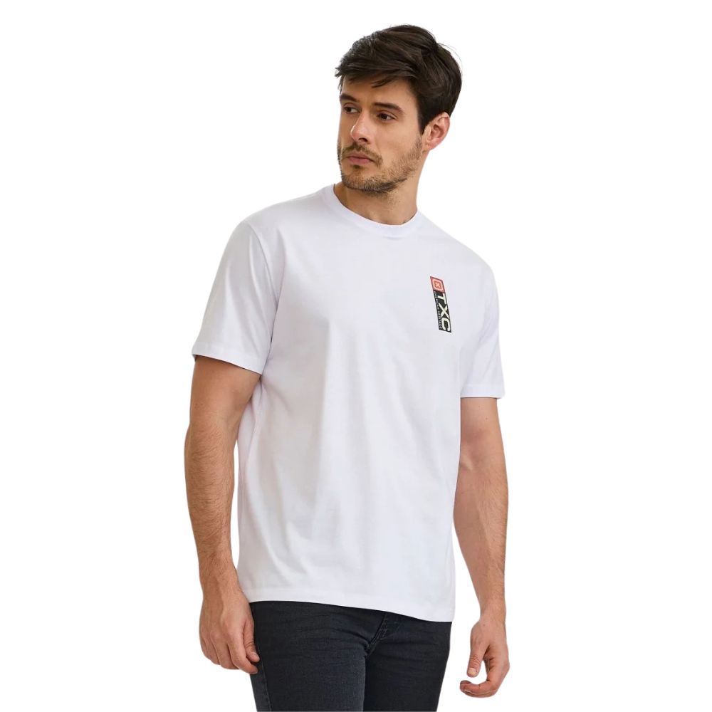 Camiseta Masculina TXC Manga Curta Regular Meia Malha Branco Estampada Logo Ref:192438