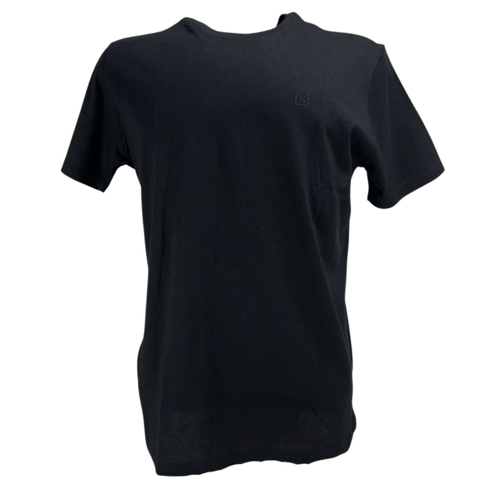 Camiseta Masculina TXC Manga Curta Regular Meia Malha Linho Preto Básica Com Logo Bordado Ref:192462