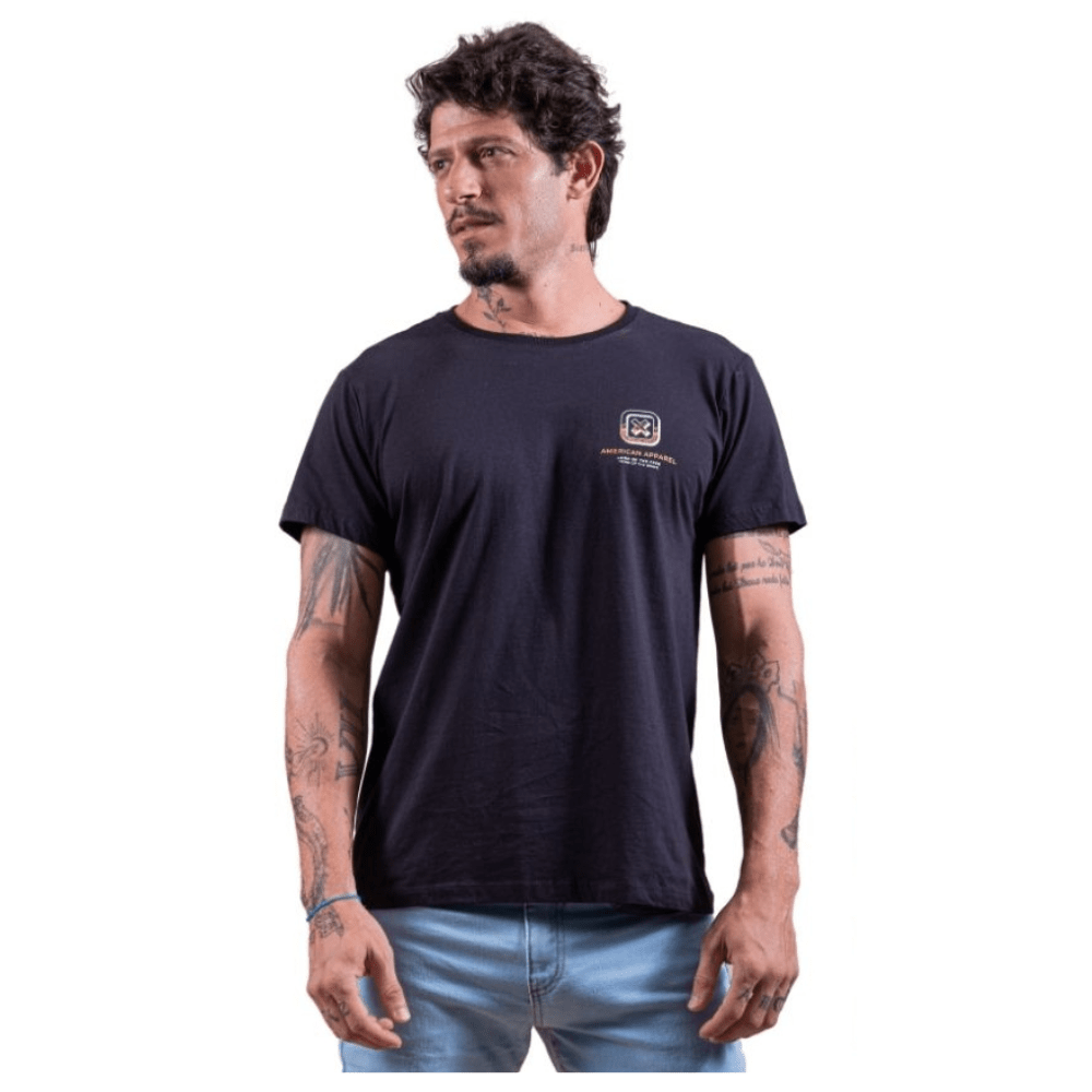Camiseta Masculina TXC Preta Manga Curta Custom Com Logo Laranja Ref.192025