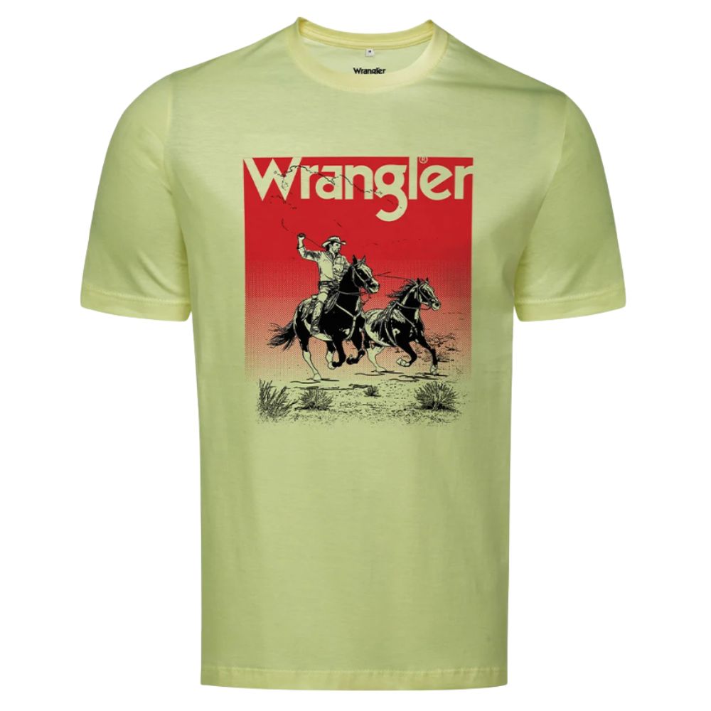 Camiseta Masculina Wrangler Manga Curta TShirt Bege Estampada Cowboy Ref: WM5753 AM