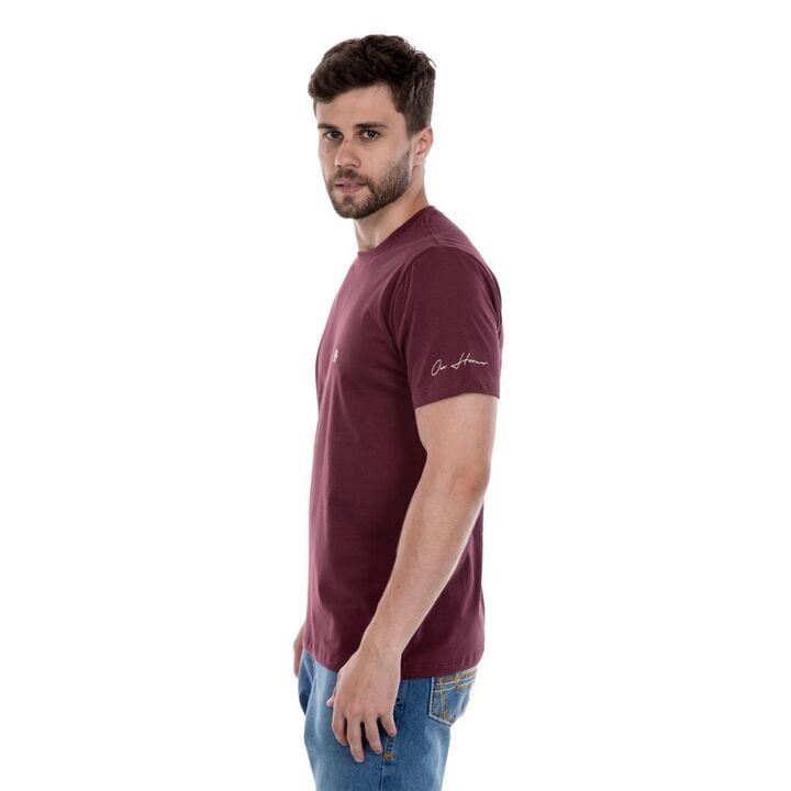 Camiseta Masculina Ox Horns Básica Bordô Ref: 8008 - Badana