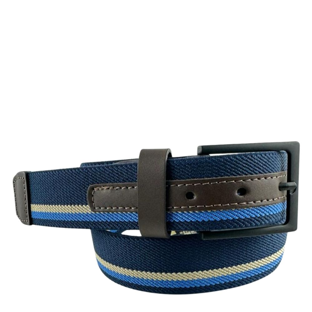 Cinto Masculino Badana Couro Especial Azul Marinho Elástico Ref: X231221602
