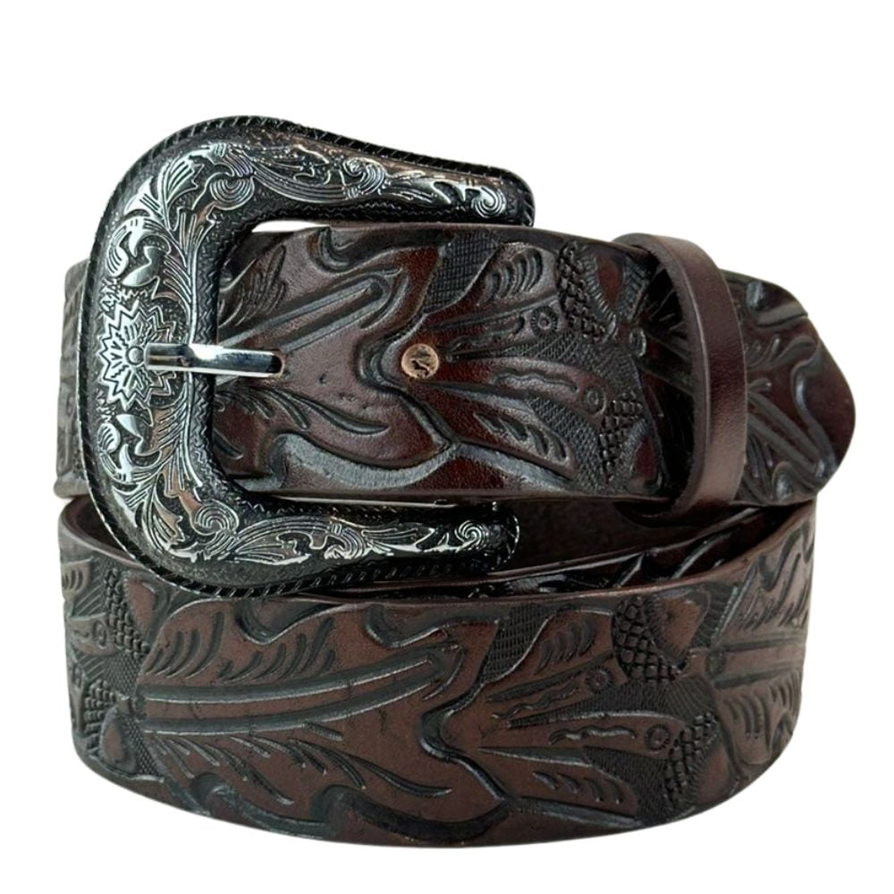 Cinto Masculino Pyramid Country Marrom Folha Ref: 6608